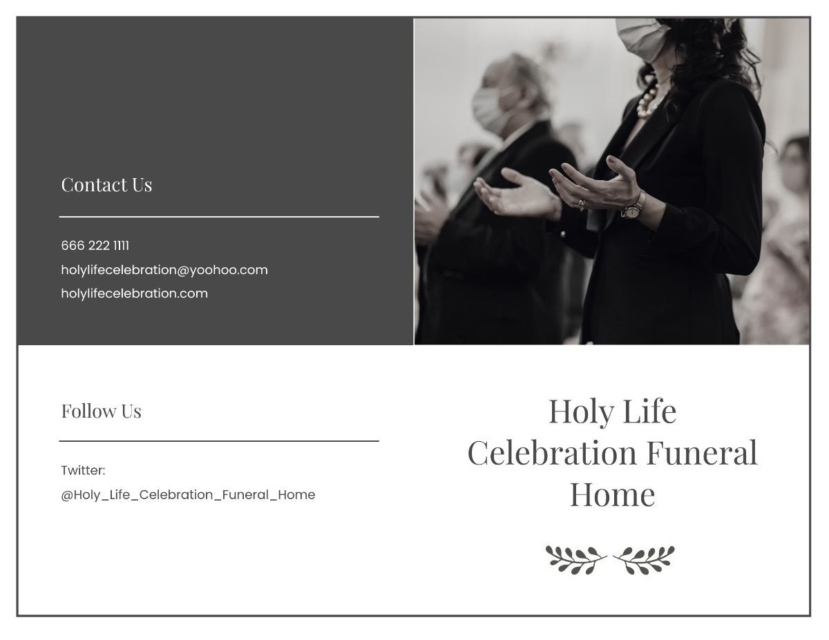 Editable Life Celebration Funeral Bi-Fold Brochure Template