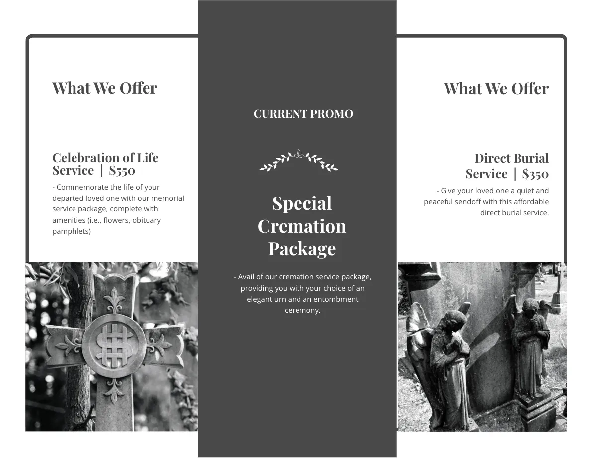Free Editable Life Celebration Funeral Tri-Fold Brochure Template to Edit Online