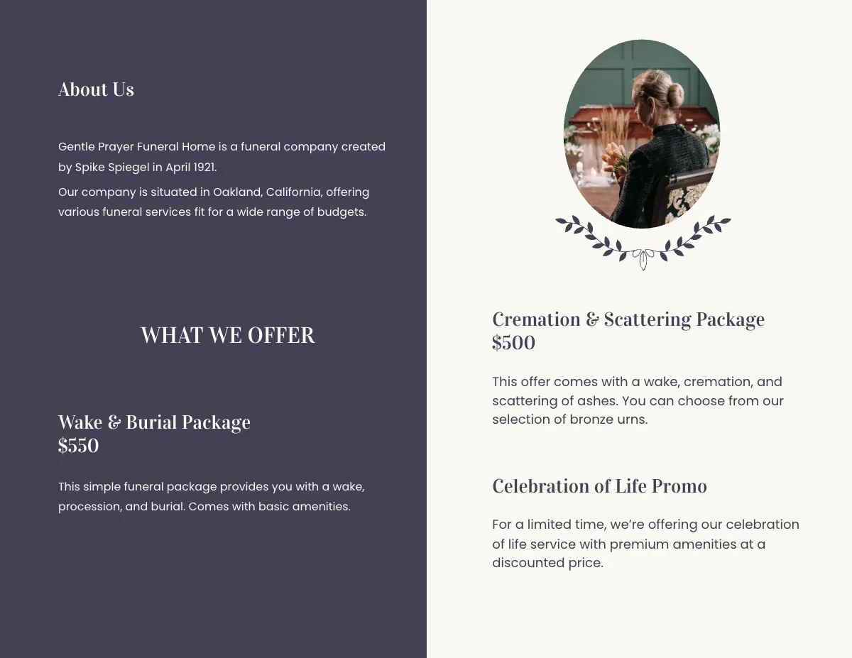 Free Printable Funeral Mass Bi-Fold Brochure Template to Edit Online