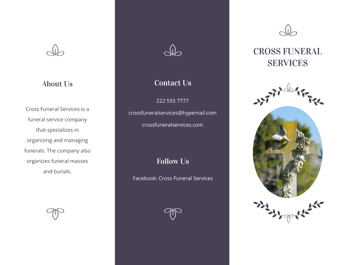 Printable Funeral Mass Tri-Fold Brochure Template