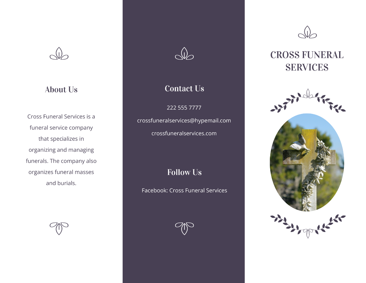 Printable Funeral Mass Tri-Fold Brochure Template
