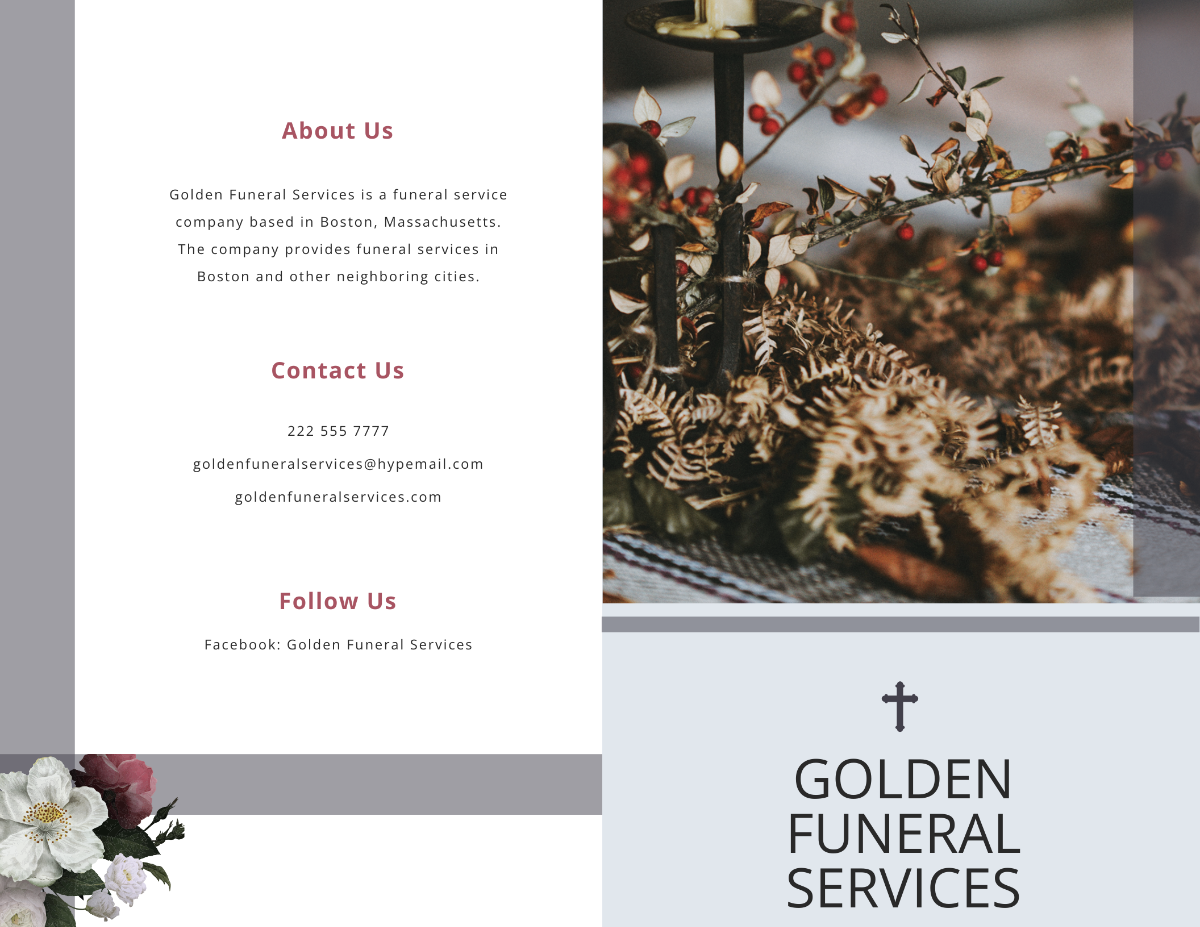 Printable Funeral Program Bi-Fold Brochure