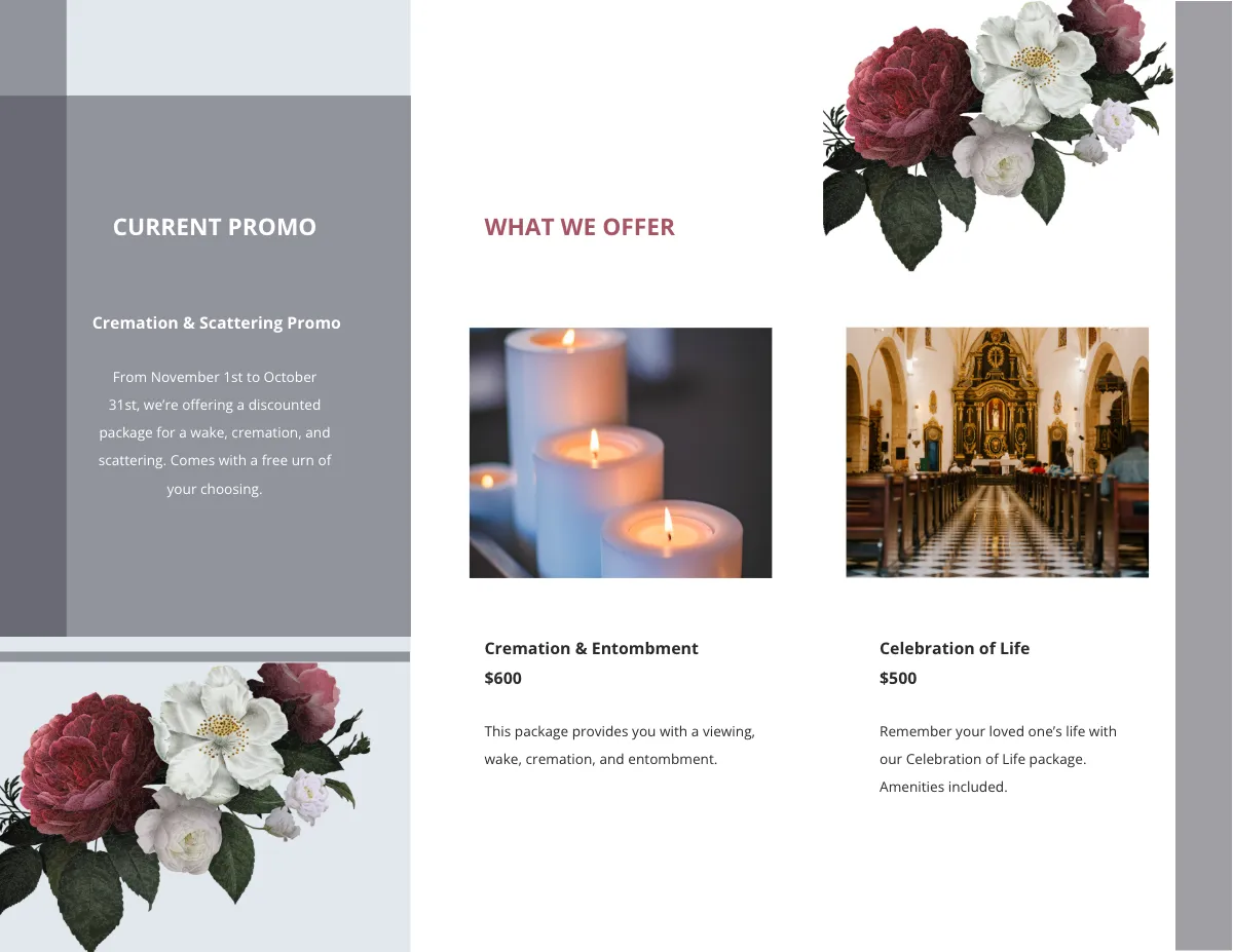 Free Printable Funeral Program Tri-Fold Brochure Template to Edit Online