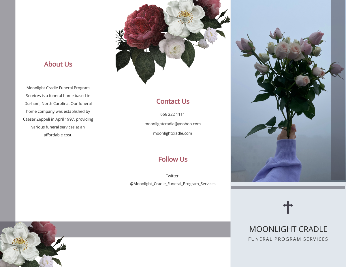 Printable Funeral Program Tri-Fold Brochure Template