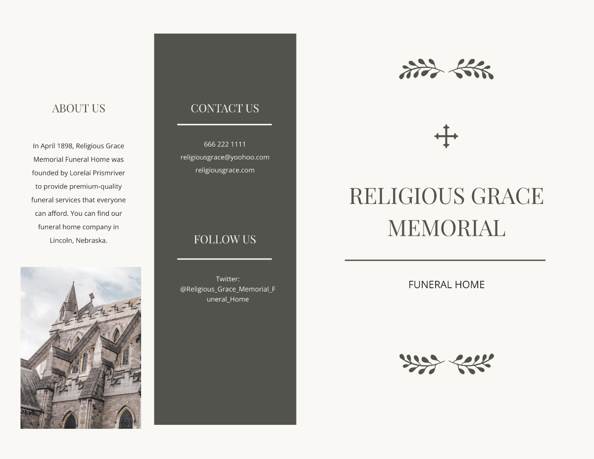 Religious Funeral Memorial Bi-Fold Brochure Template