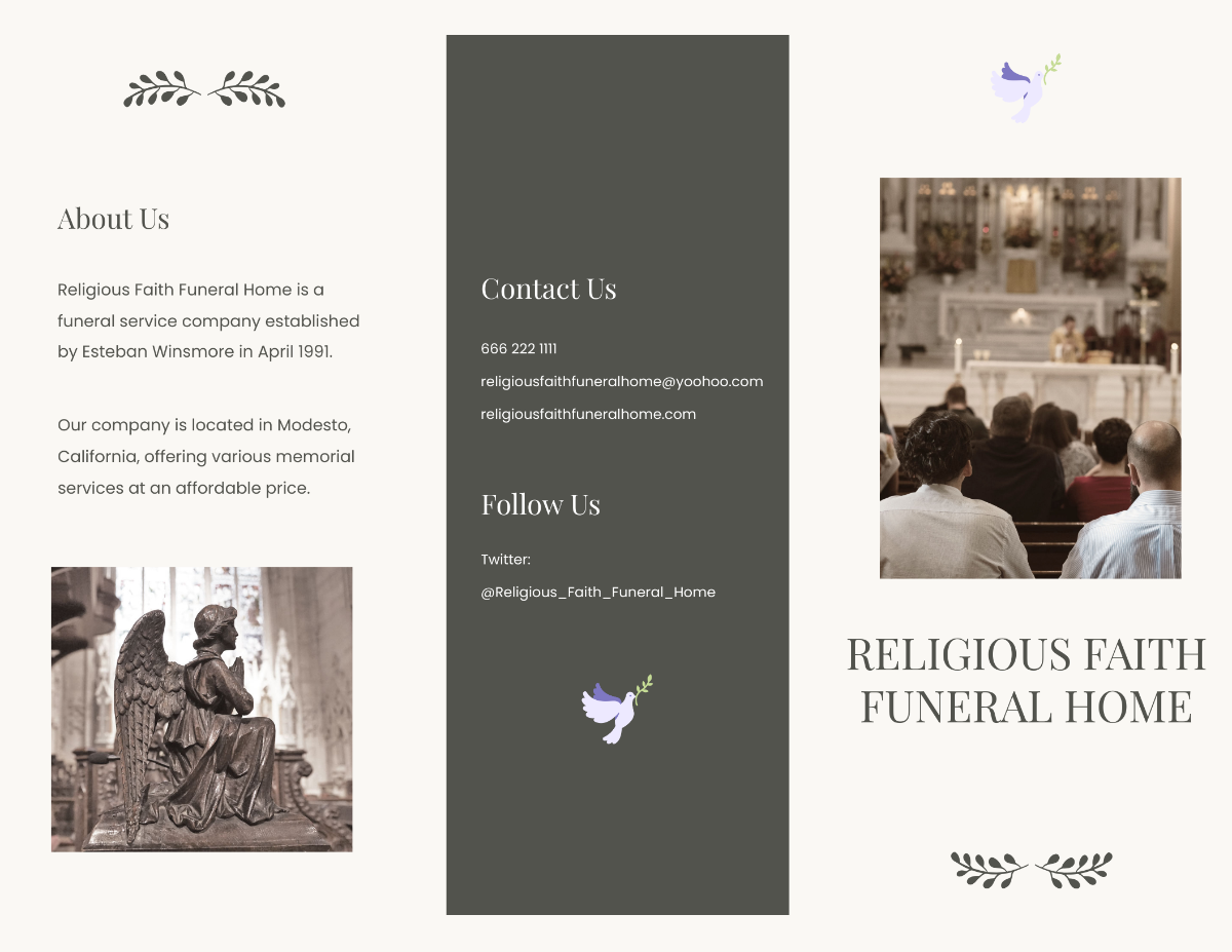 Religious Funeral Memorial Tri-Fold Brochure Template - Edit Online & Download