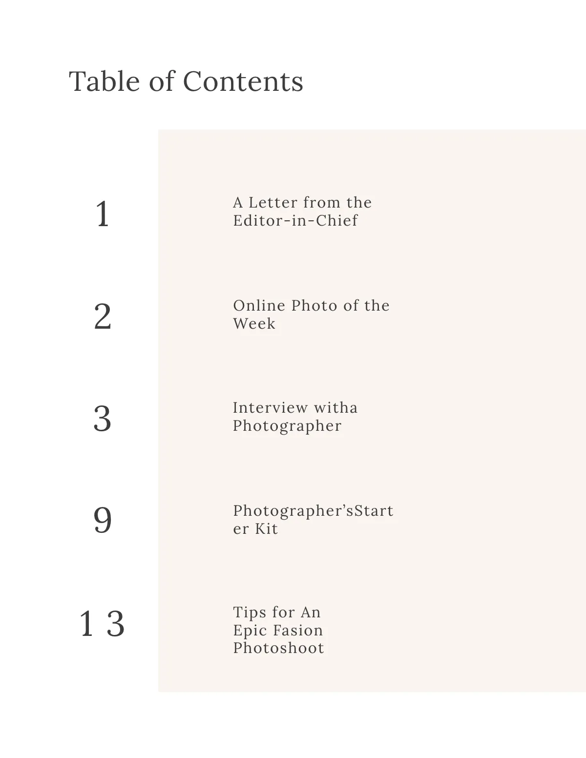 Free Minimal Photography Magazine Template to Edit Online