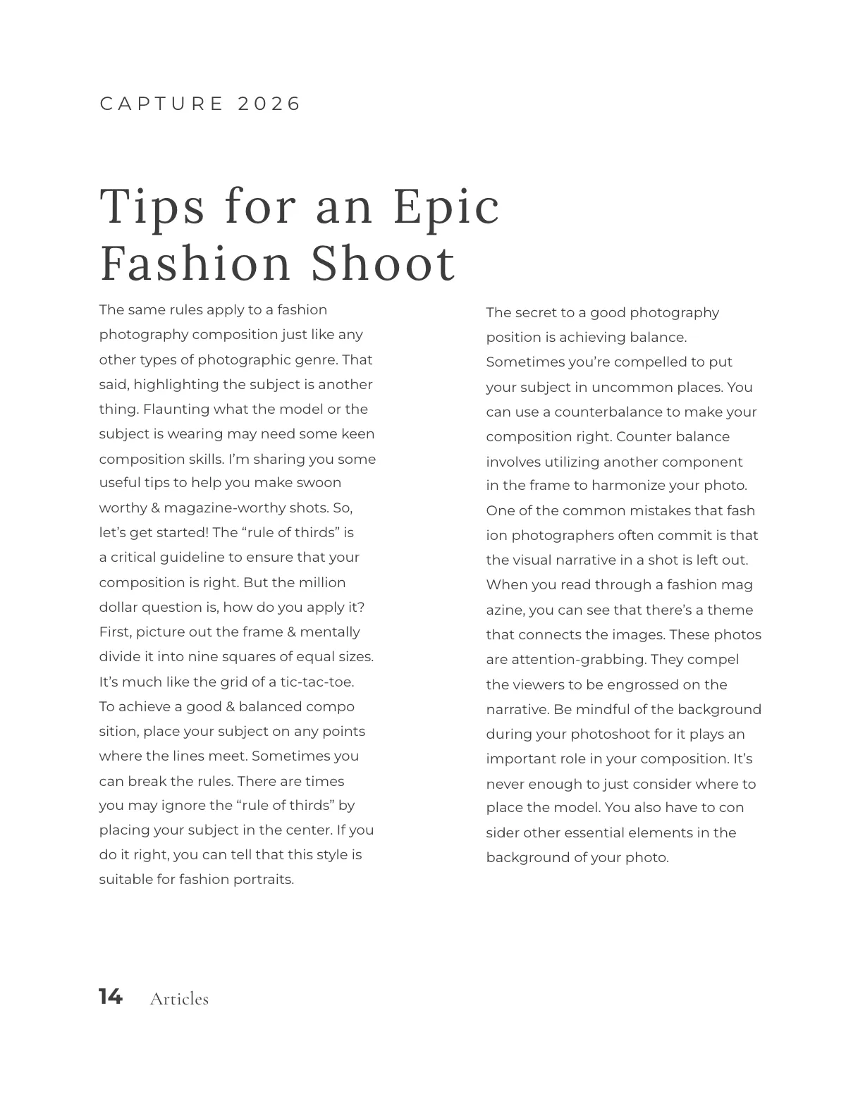 Free Minimal Photography Magazine Template to Edit Online