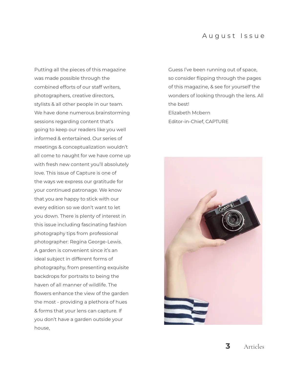Free Minimal Photography Magazine Template to Edit Online