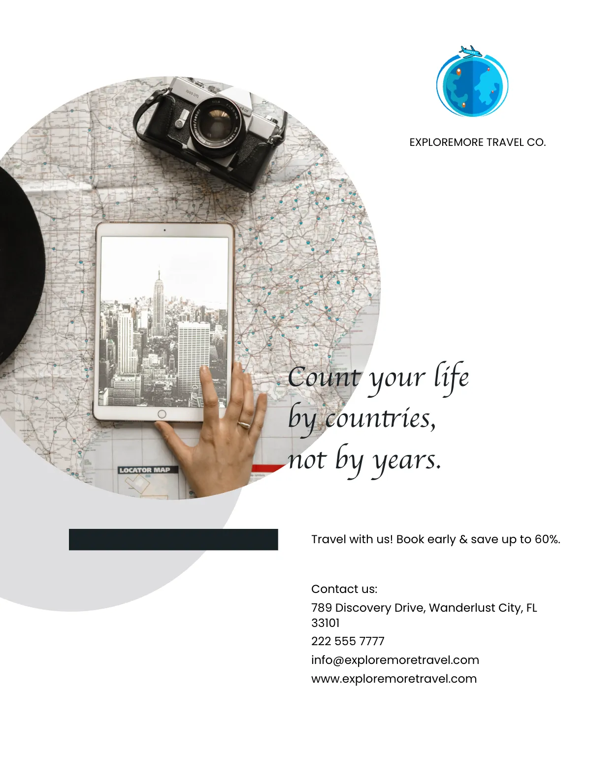 Free Minimal Travel Magazine Template to Edit Online