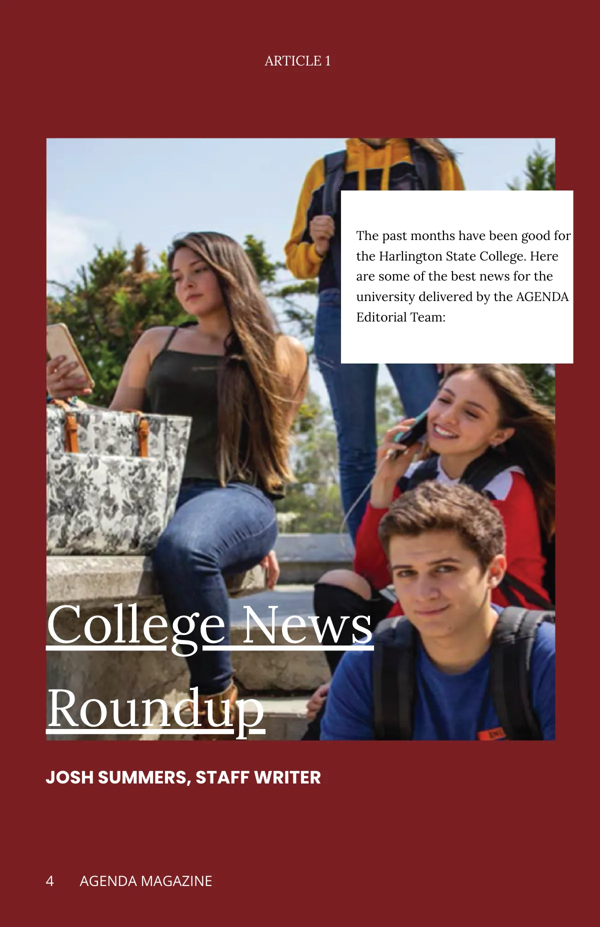 Free Simple College Magazine Template to Edit Online
