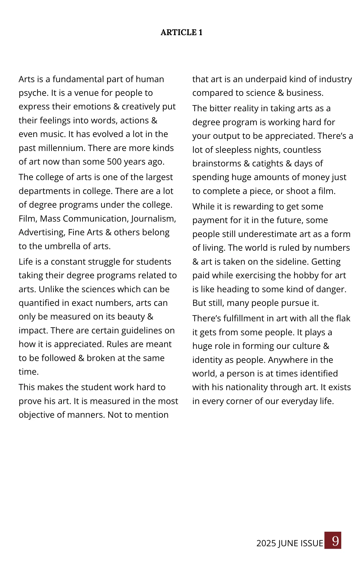 Free Simple College Magazine Template to Edit Online