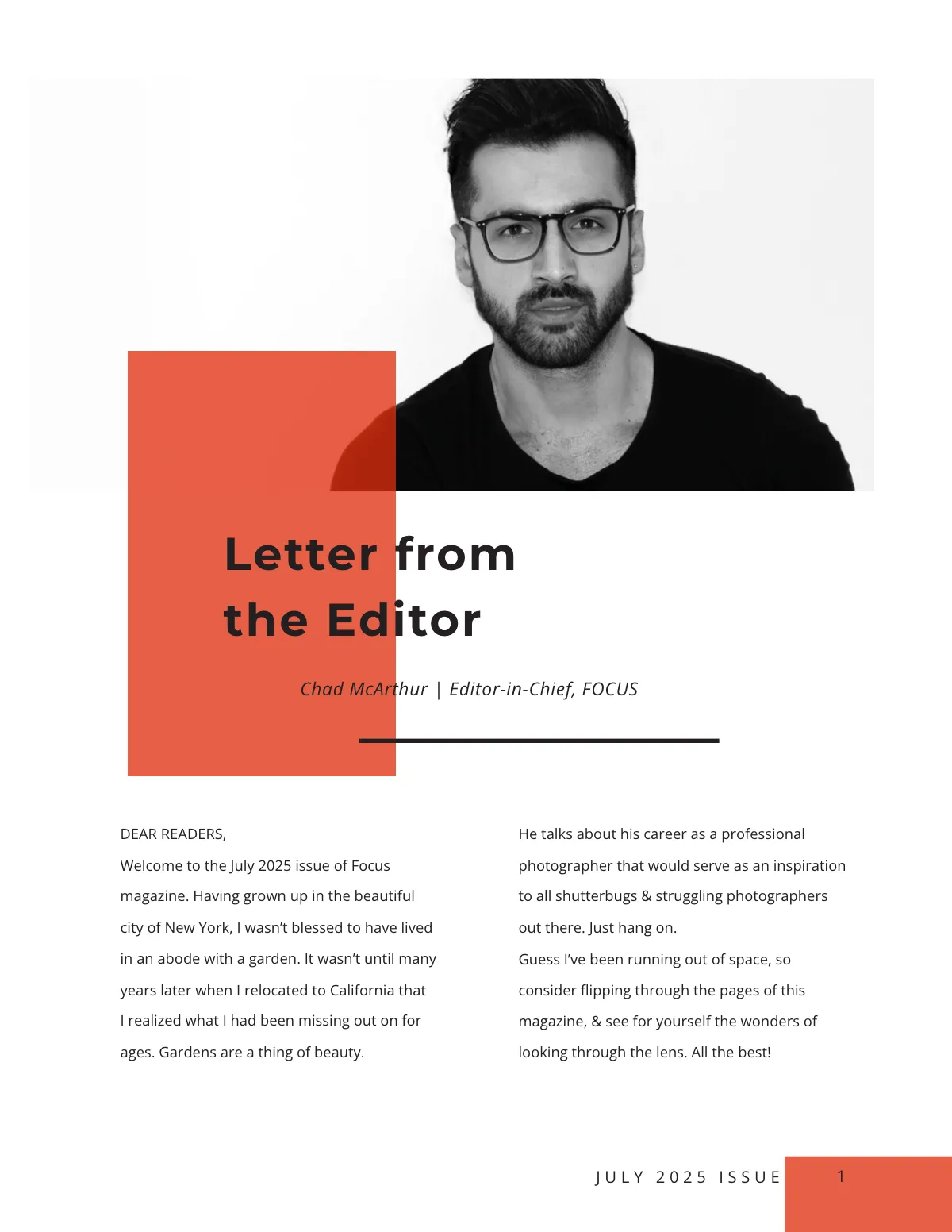 Free Modern Photography Magazine Template to Edit Online