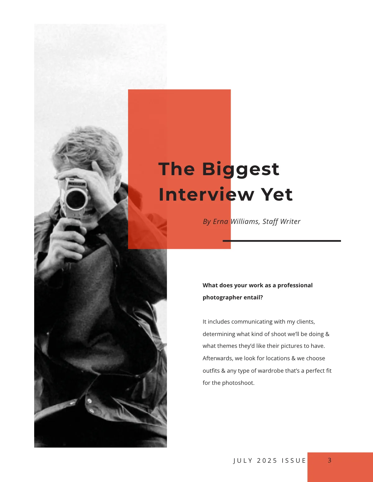 Free Modern Photography Magazine Template to Edit Online
