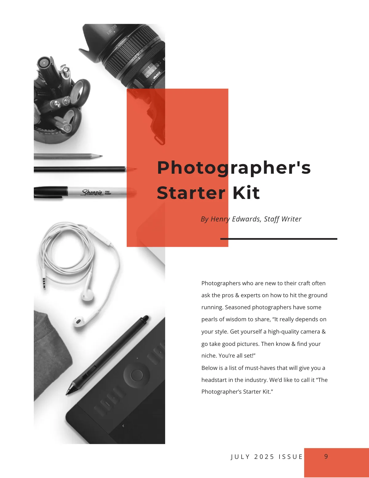 Free Modern Photography Magazine Template to Edit Online