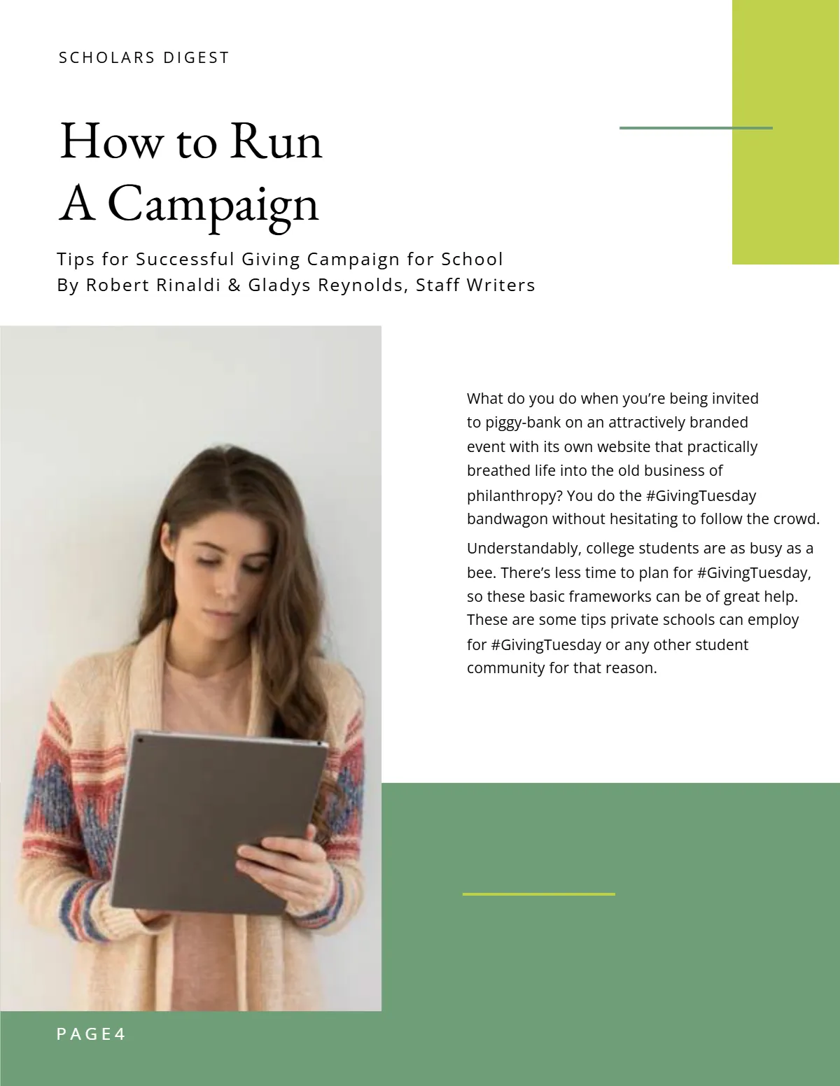 Free School Campaign Magazine Template to Edit Online