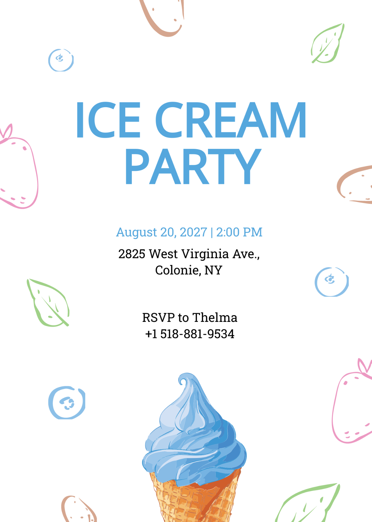 Ice Cream Party Invitation Template
