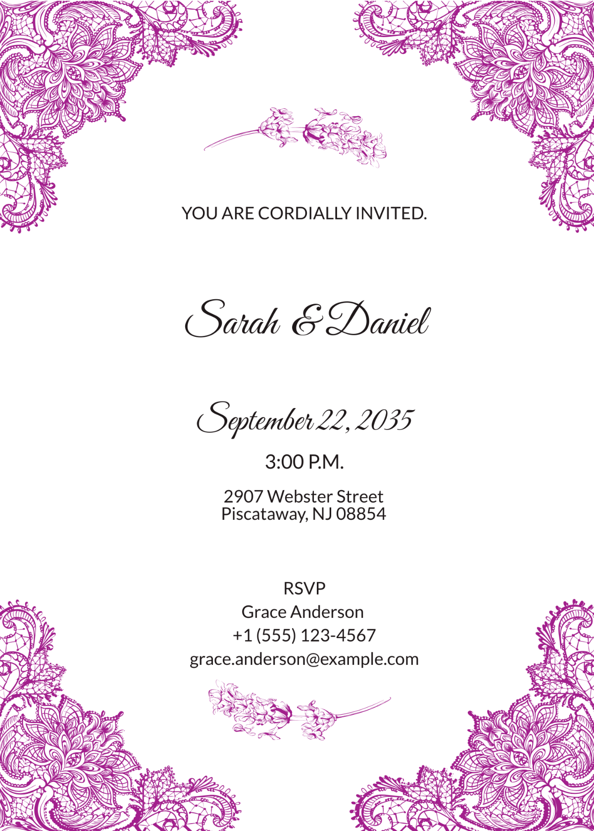 Lace Border Wedding Invitation