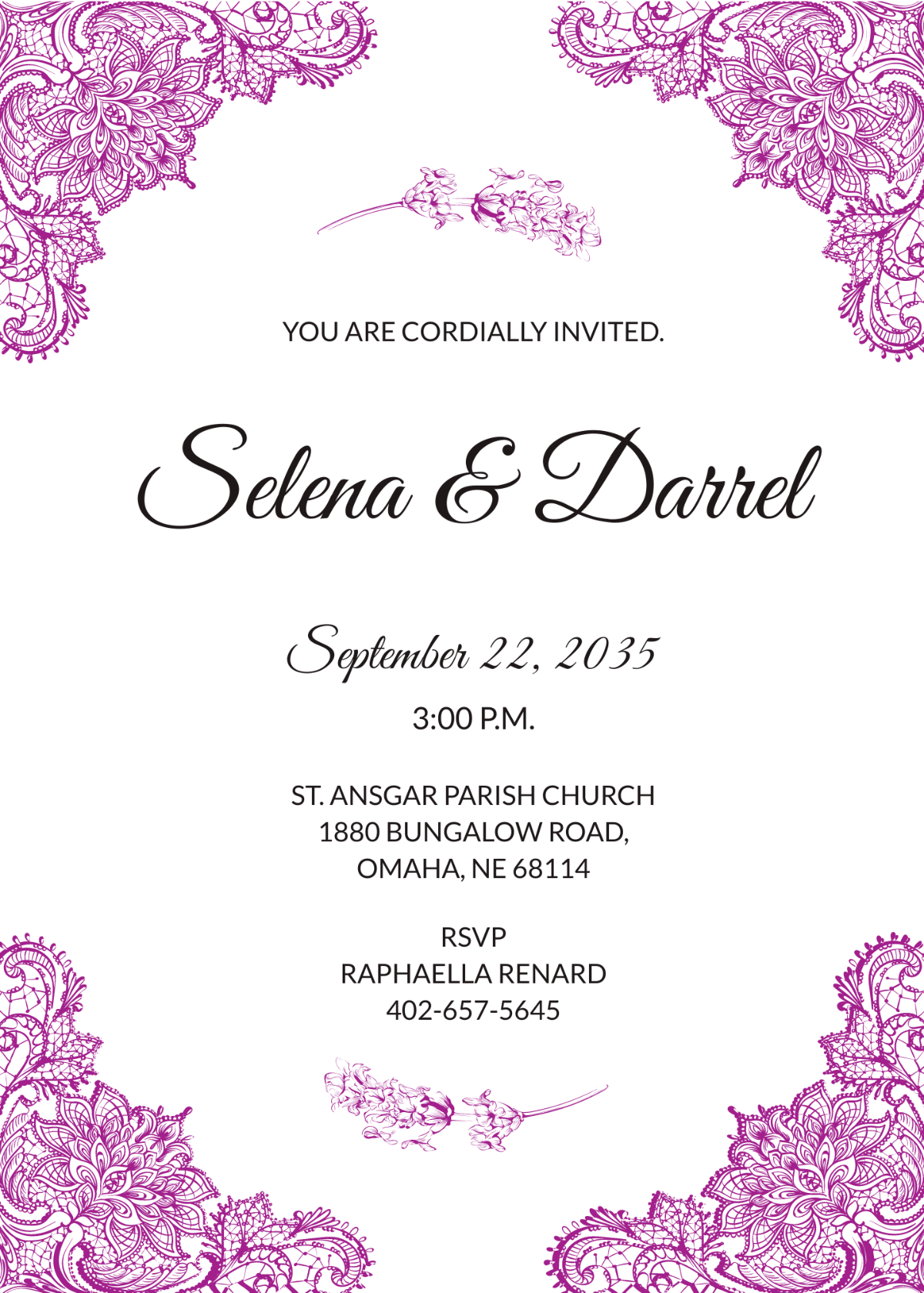 Lace Border Wedding Invitation Template