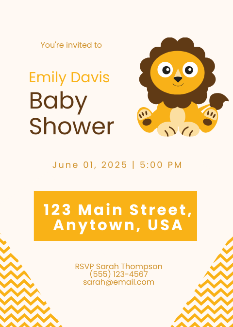 Lion Baby Shower Invitation