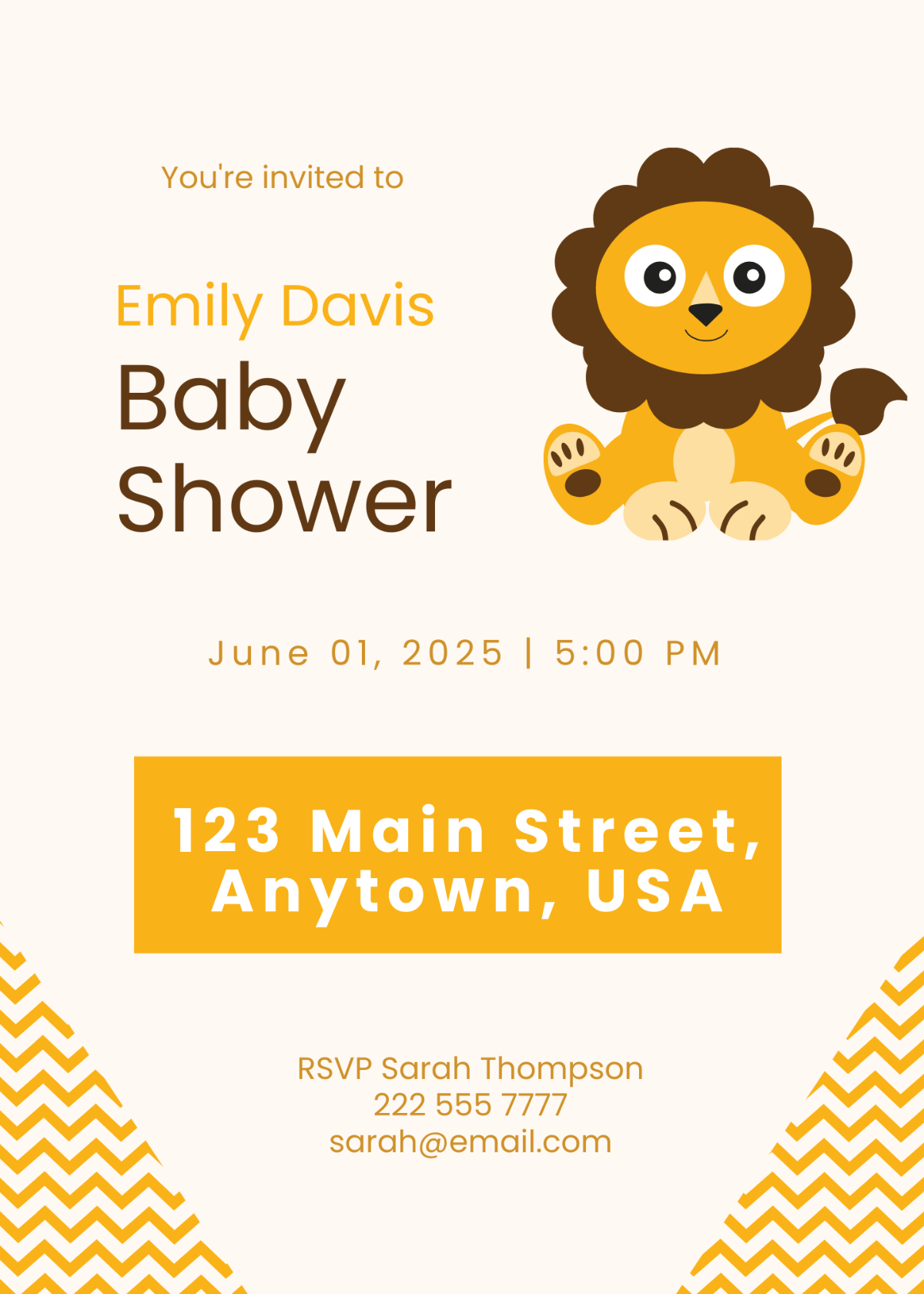 Lion Baby Shower Invitation Template - Edit Online & Download