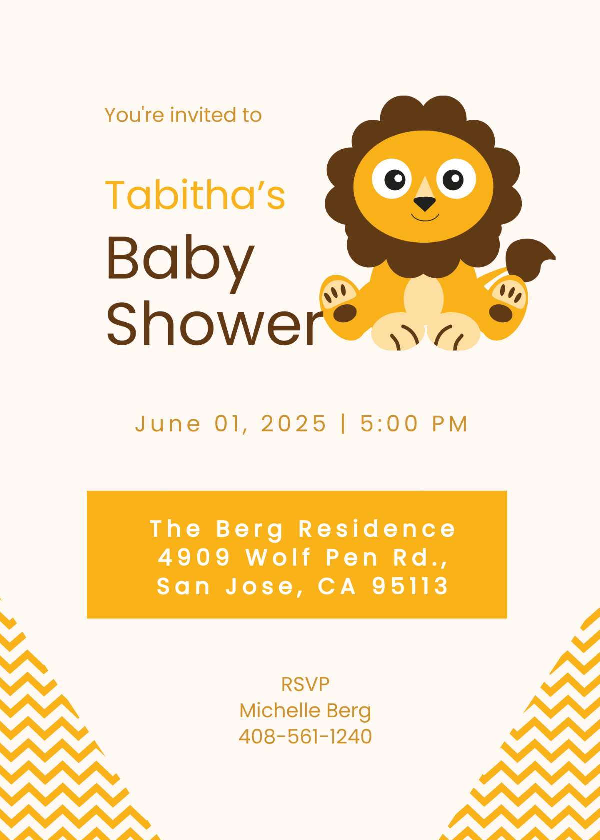 Lion Baby Shower Invitation Template