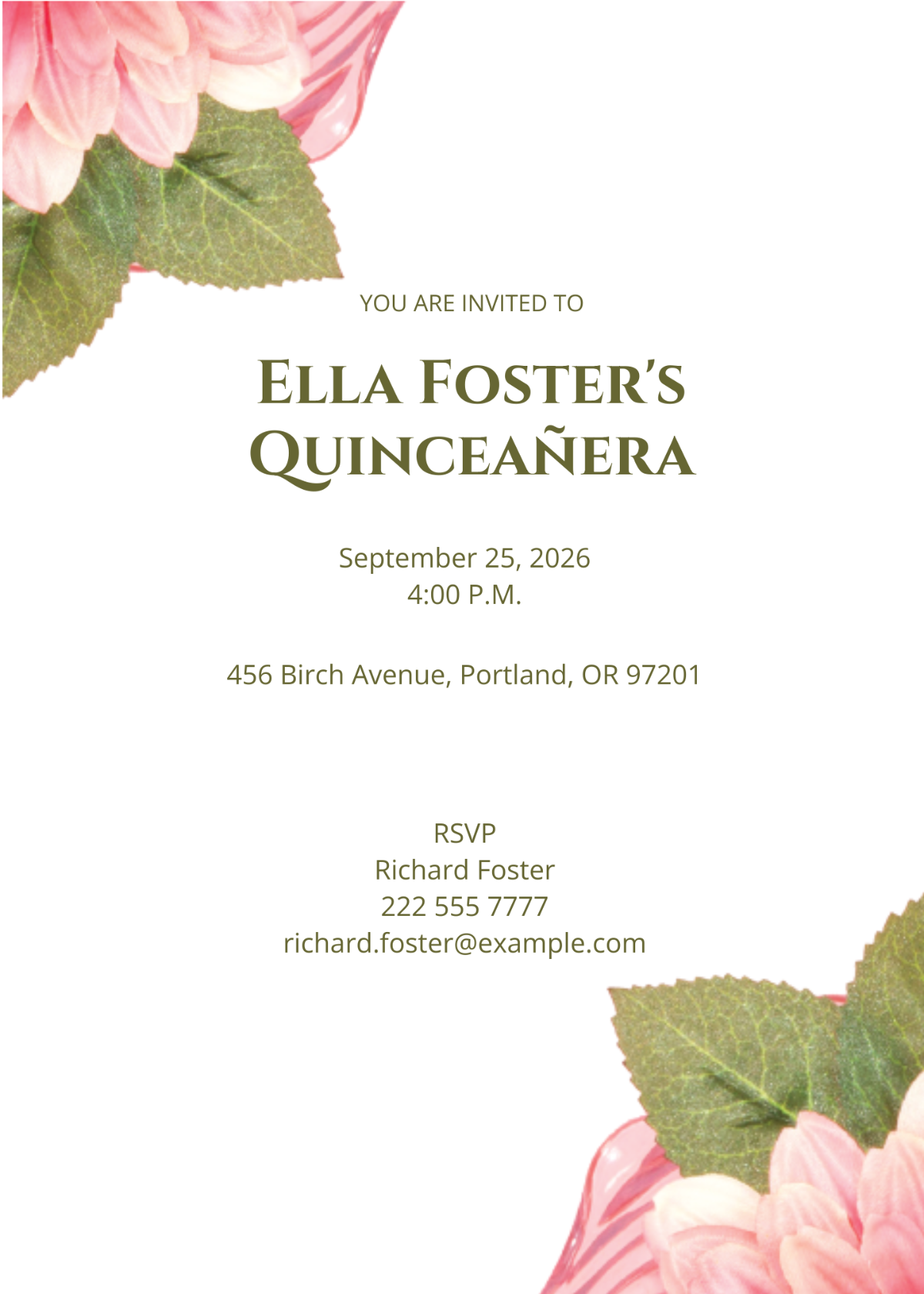 Quinceanera Birthday Invitation