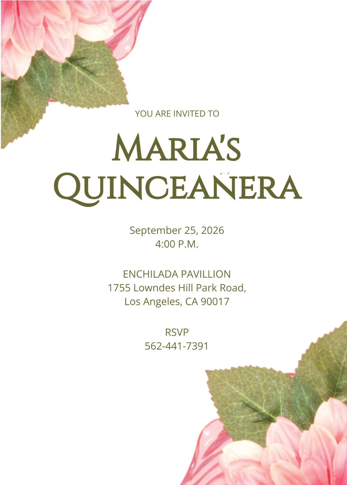 Free Quinceanera Birthday Invitation Template