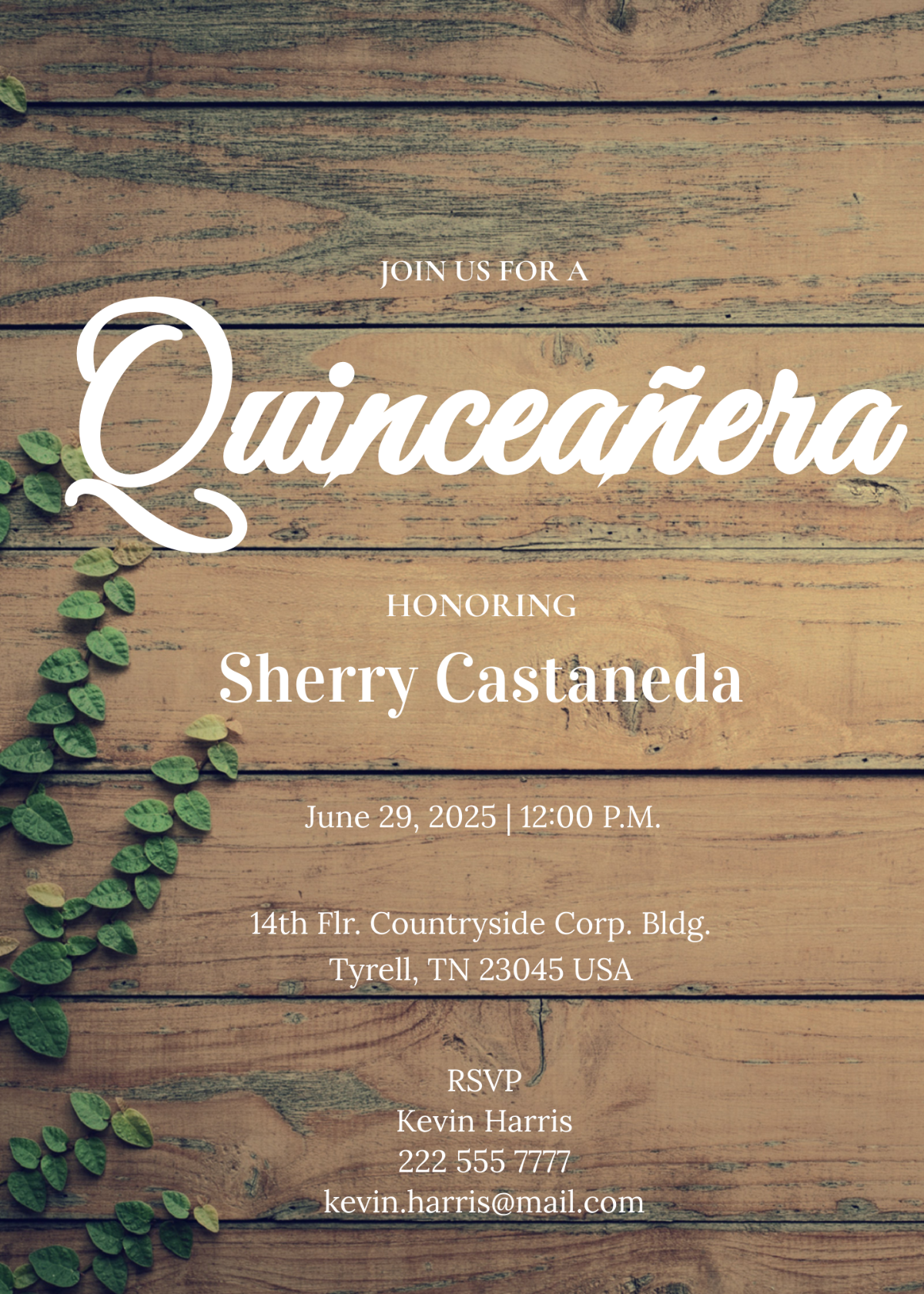 Rustic Quinceanera Invitation