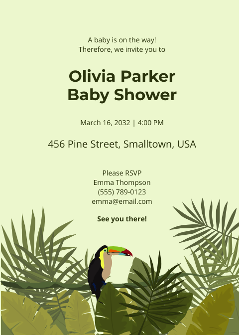 Jungle Theme Baby Shower Invitation