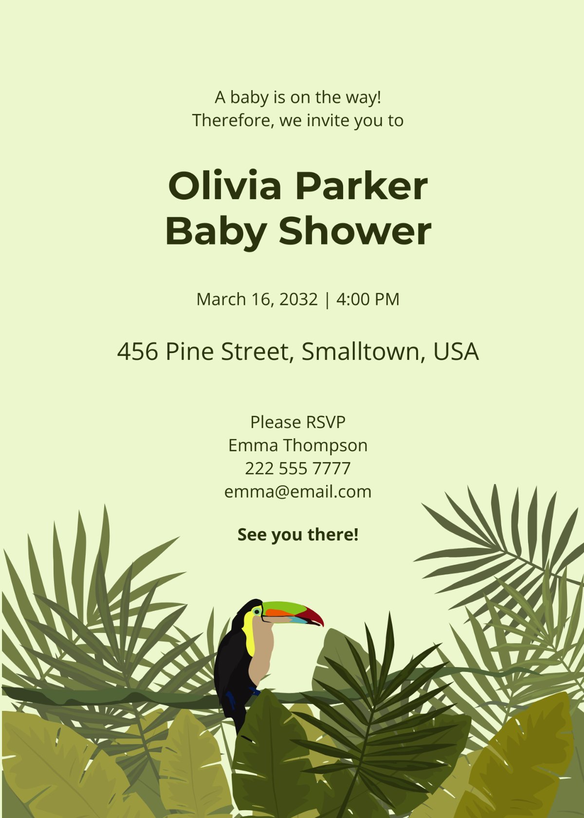 Jungle Theme Baby Shower Invitation Template - Edit Online & Download