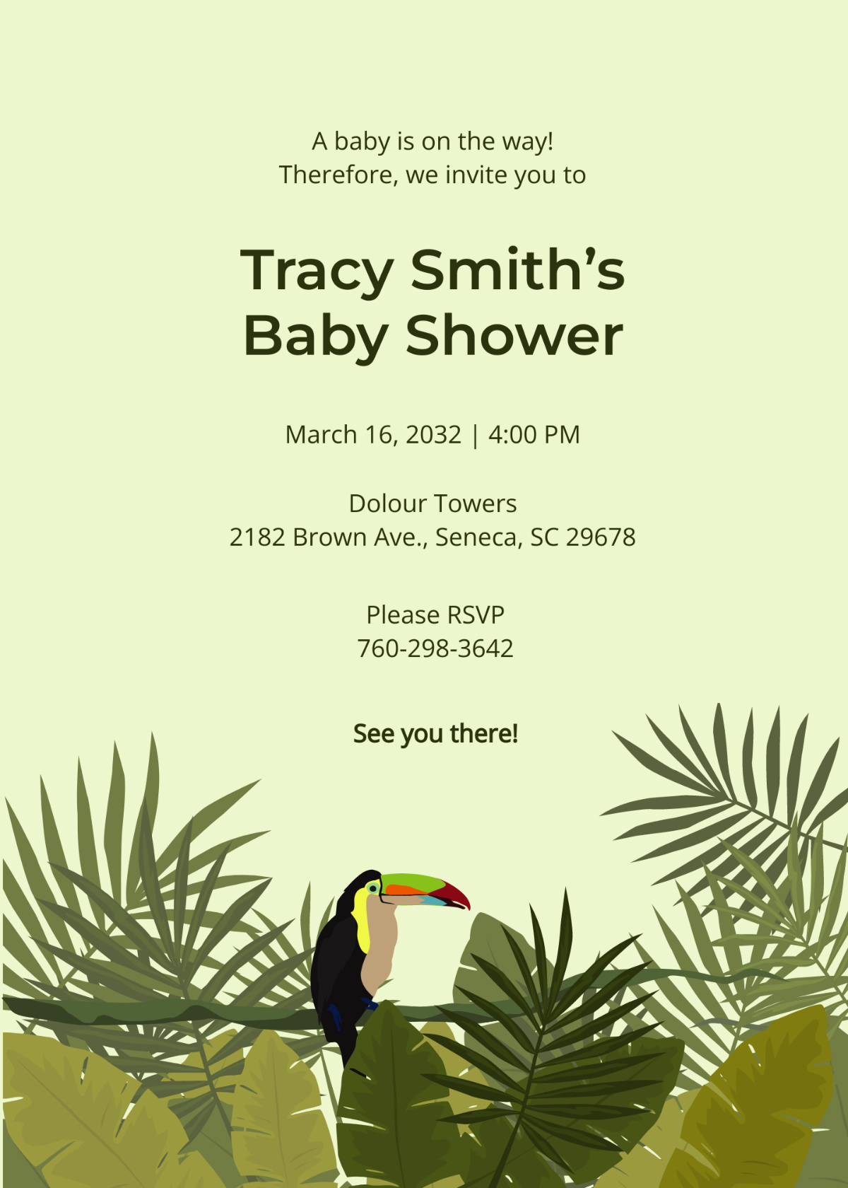 Jungle Theme Baby Shower Invitation Template