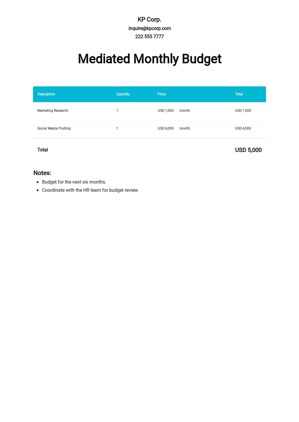 Advertising Budget Template - Google Docs, Google Sheets, Excel, Word