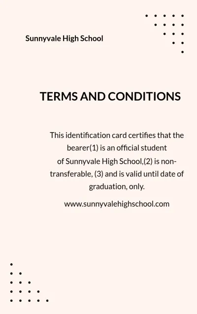 Free lSimple High School ID Card Template to Edit Online