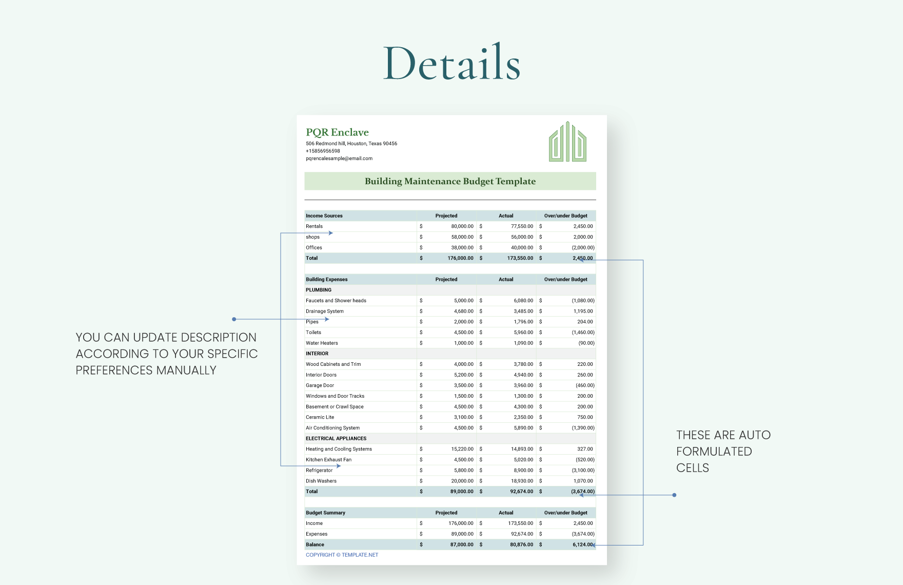 Building Maintenance Budget Template