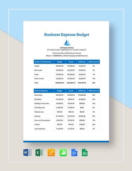 business expense budget