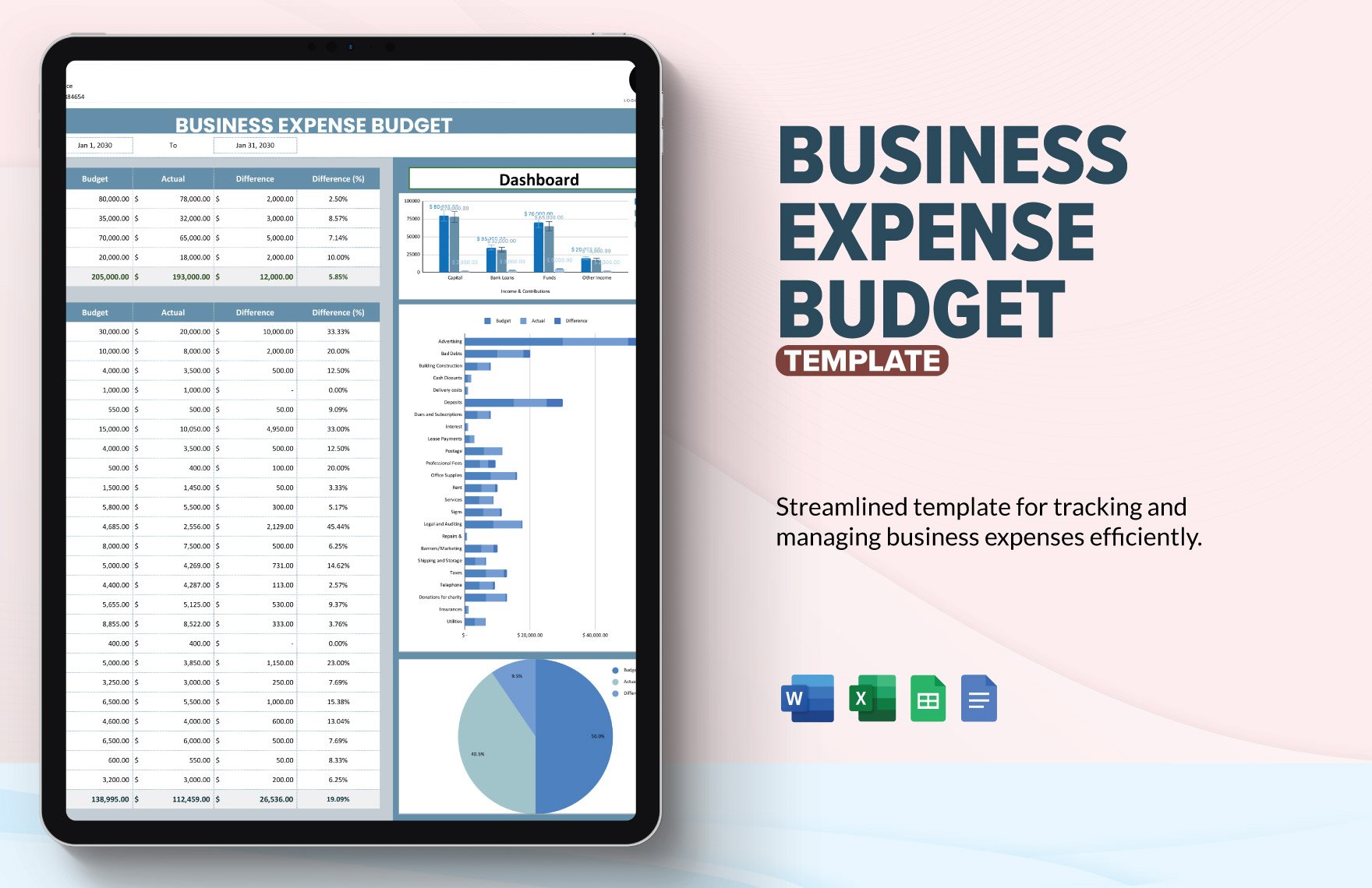 Business Expense Budget Template in Word, Google Docs, Excel, Google Sheets