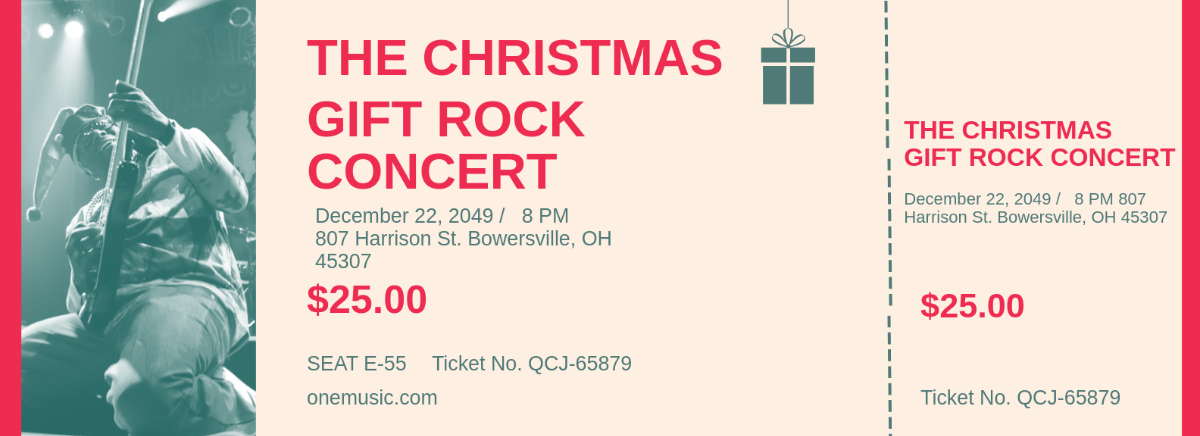 Christmas Gift Concert Ticket Template - Edit Online & Download