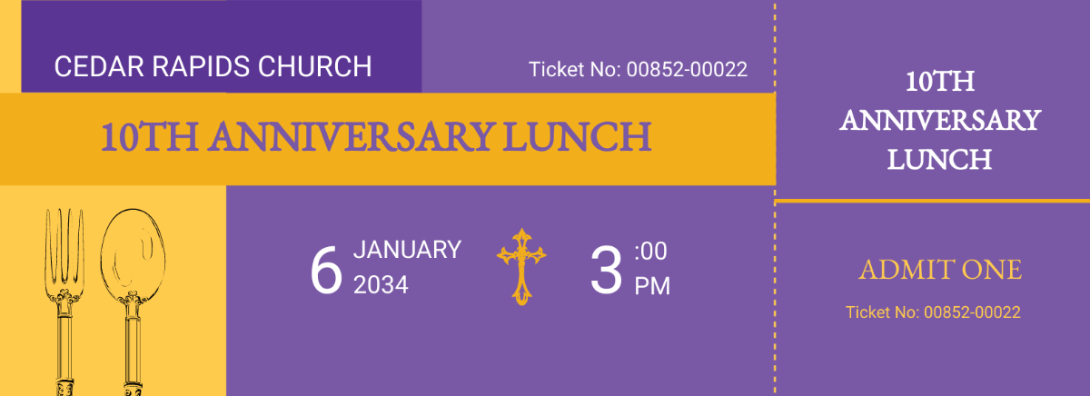 Church Lunch Ticket Template