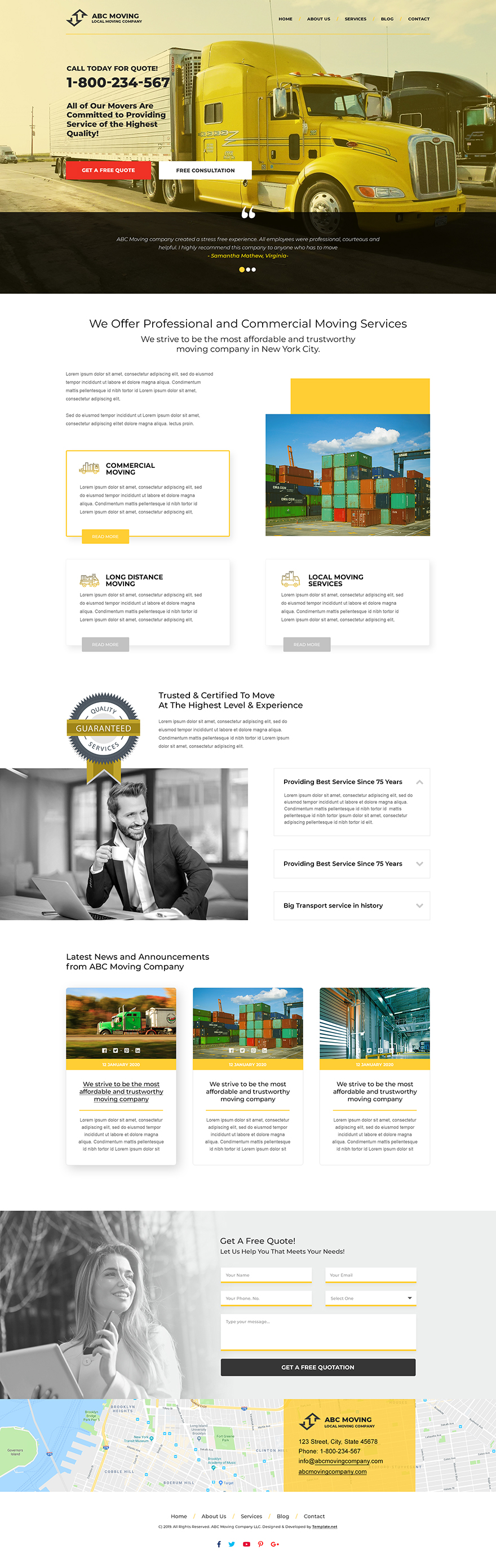 Moving Company PSD Landing Page Template PSD