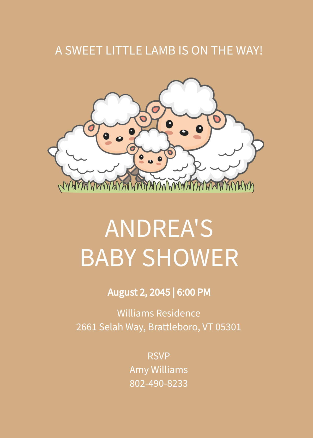 Little Lamb Baby Shower Invitation Template