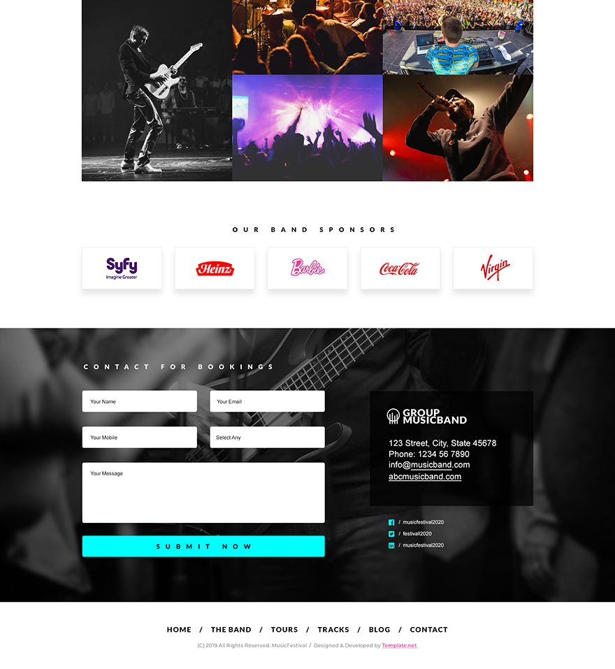 Music Band PSD Landing Page Template