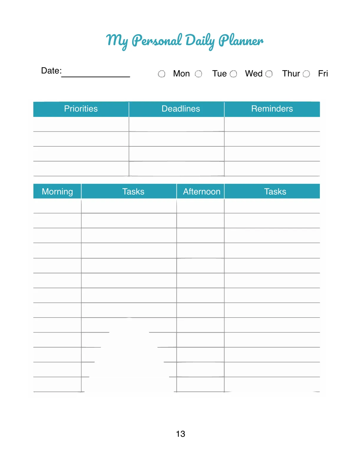 Free Personal Preschool Planner Template to Edit Online