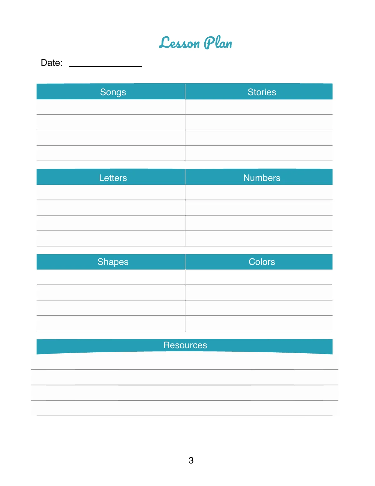 Free Personal Preschool Planner Template to Edit Online