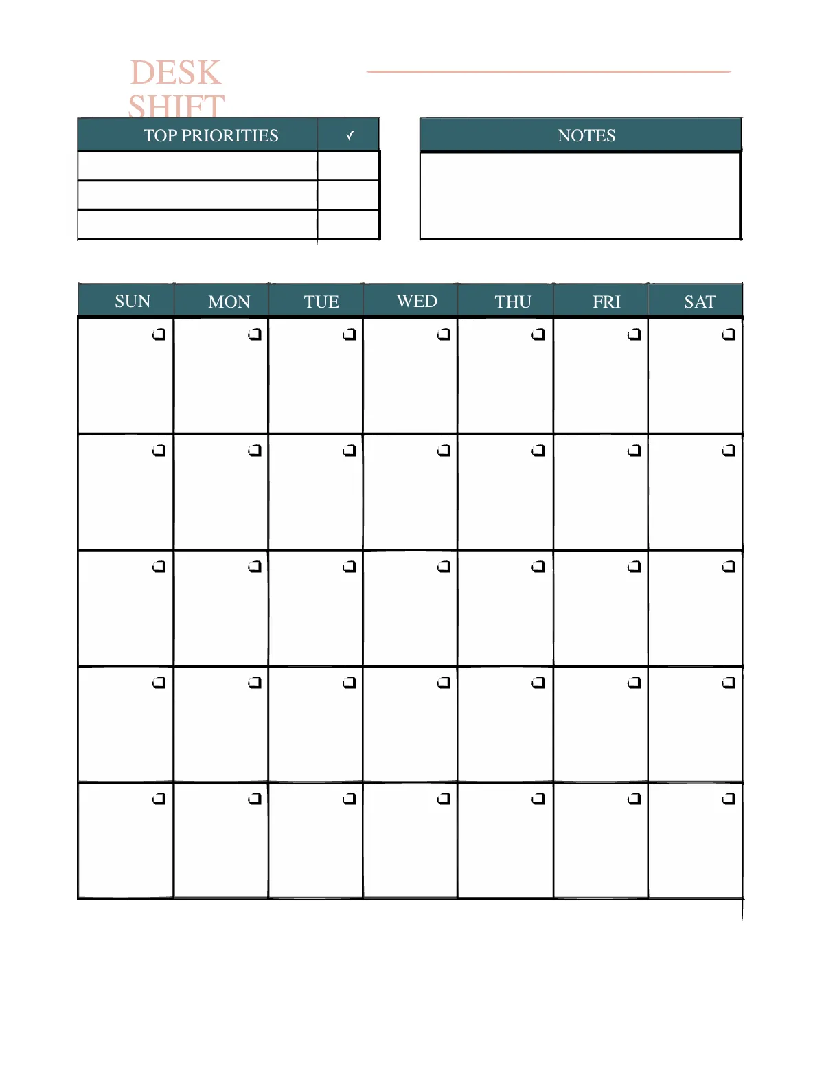 Free Front Desk Planner Template to Edit Online
