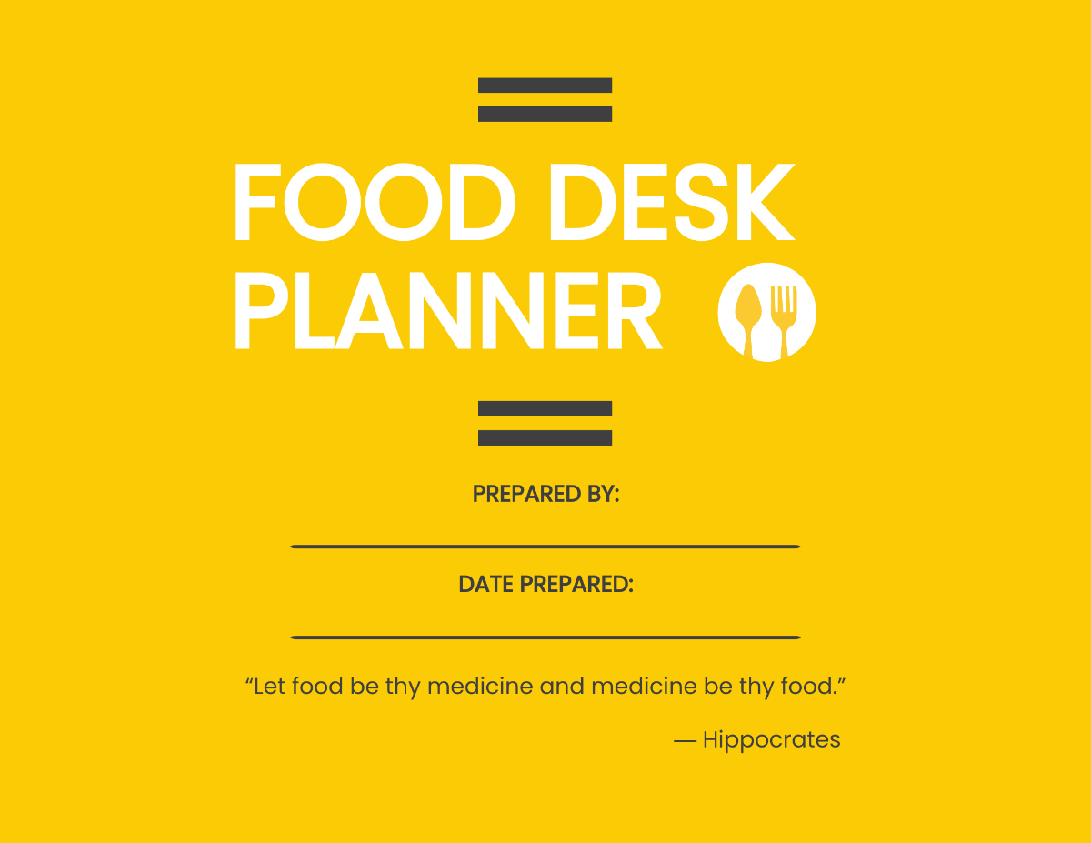 Food Desk Planner Template