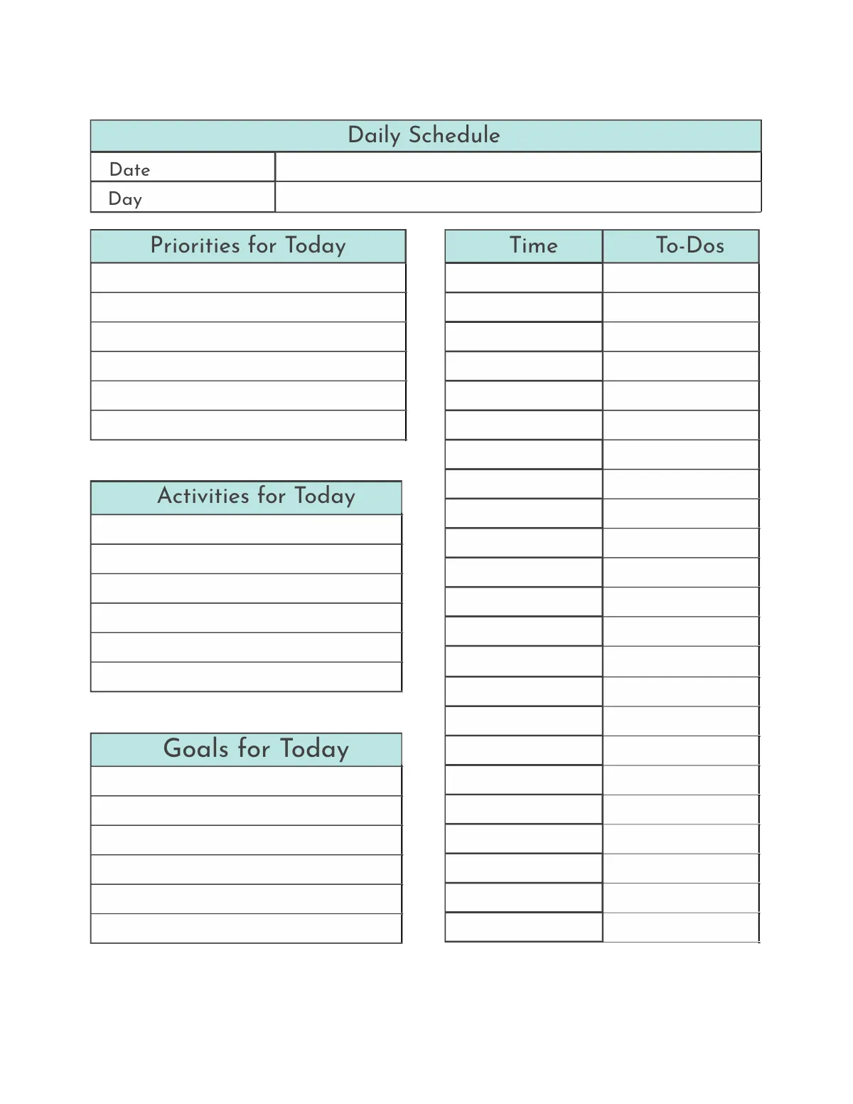 Free Daily Preschool Planner Template to Edit Online