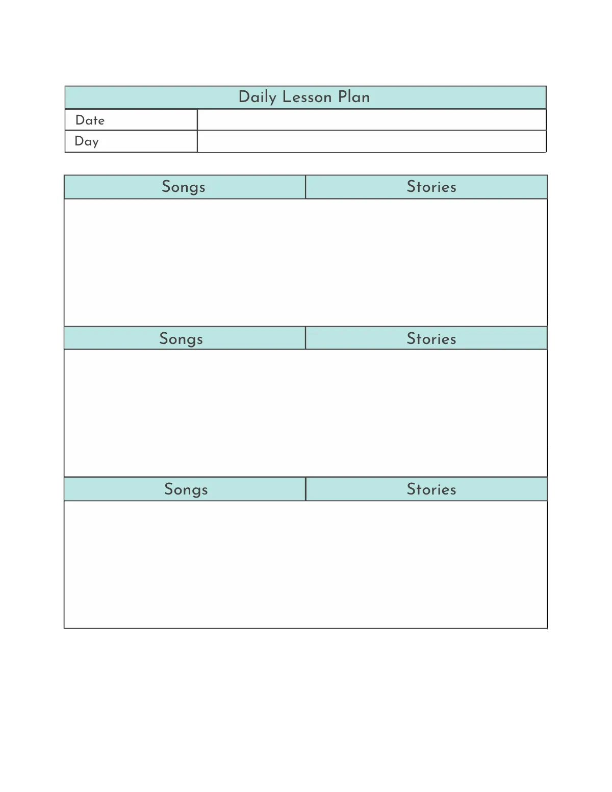 Free Daily Preschool Planner Template to Edit Online