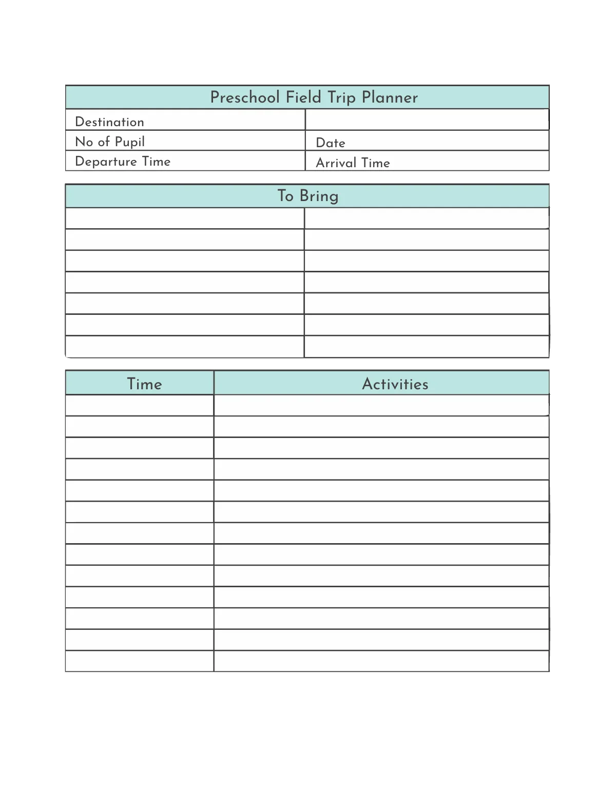 Free Daily Preschool Planner Template to Edit Online