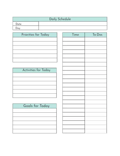 Free Daily Preschool Planner Template to Edit Online